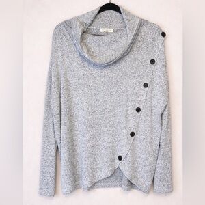 Retrology Cowl Neck Sweater - Size L - Heathered Gray - GUC